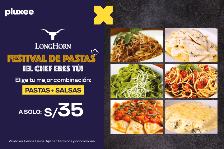 FESTIVAL DE PASTAS: PRECIO POR COMBINACIÓN DE PASTA + SALSA. VÁLIDO EN TIENDA FISICA